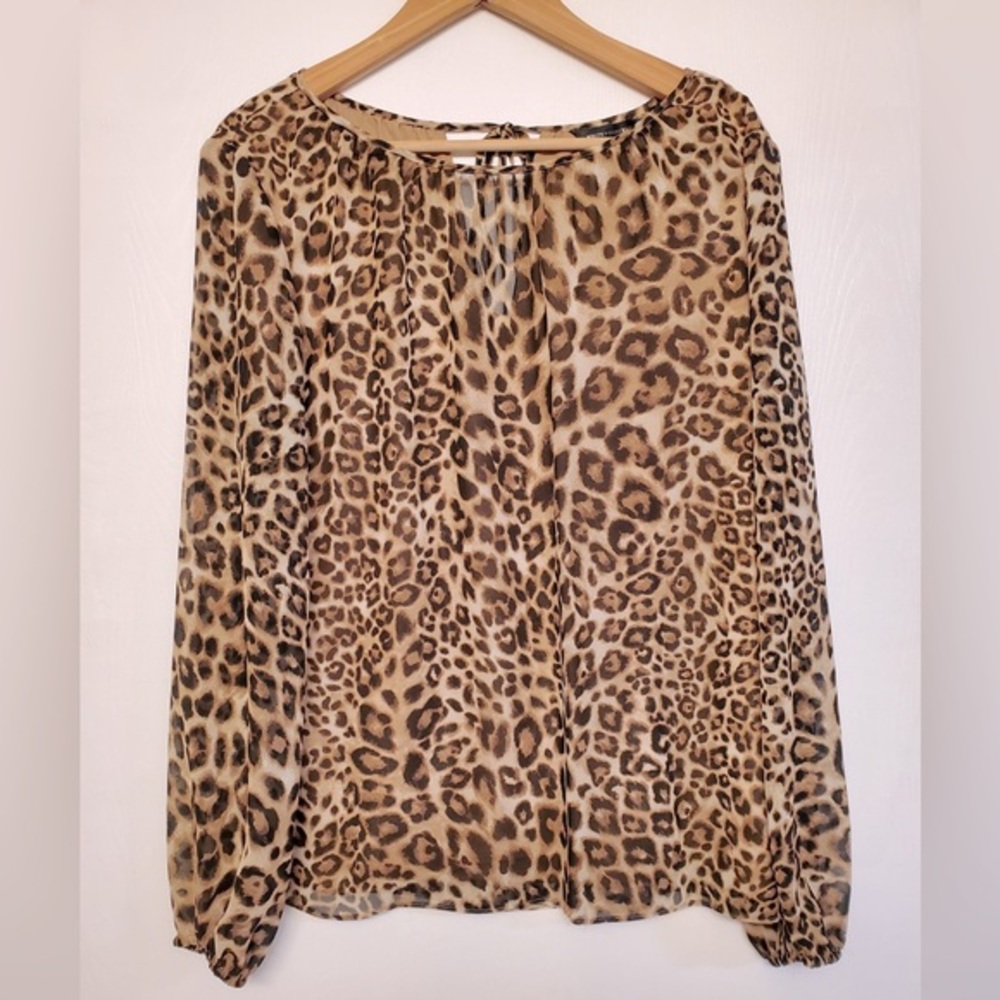WHBM Cheetah Print Blouse – Brown/Black – Women’s L – Fall Style
